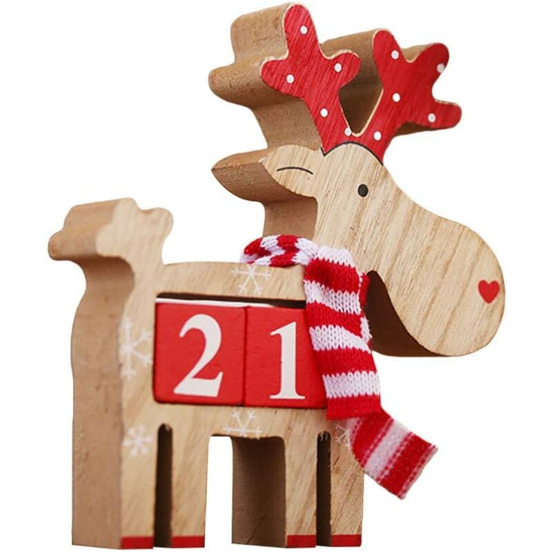 

Calendario navideño cuenta regresiva calendario de adviento adorno de ciervos de madera para decoración navideña
