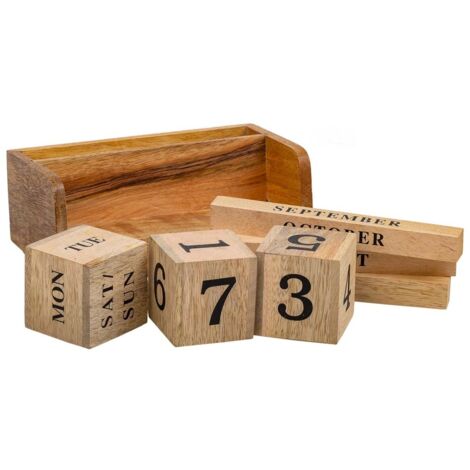 Calendario tarjetero de madera marrón 19x10x11