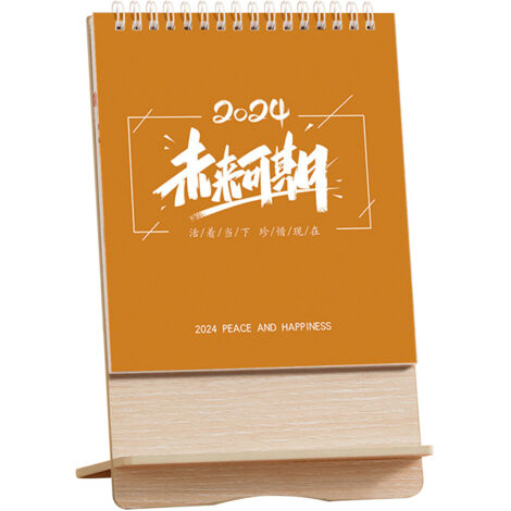 Calendario vertical animado de madera 2024: nuevo diseño, elemento decorativo creativo y minimalista para la oficina.