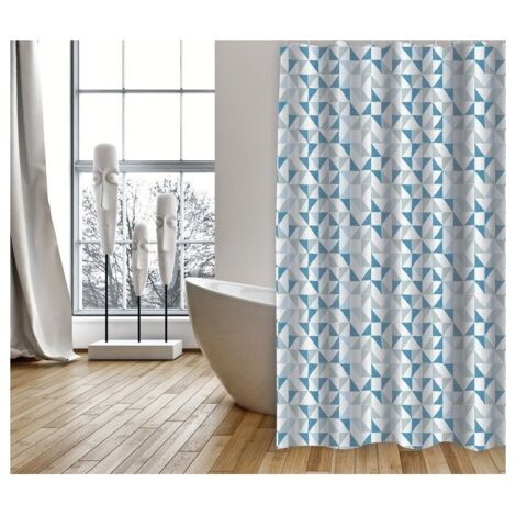 CALENDO Cortina de Ducha de Poliéster 180x200cm CALIDAD PREMIUM Azul - Anillas incluidas MSV