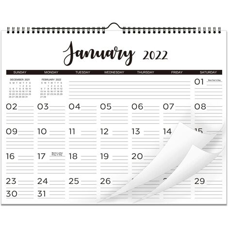 Calendrier 2022 - Calendrier mural 2022, à partir de janvier 2022, - juin 2023, 18 calendrier mensuel avec papier épais, 15 "X 11,5", reliure à double fil + crochet de suspension + blocs lignés avec d