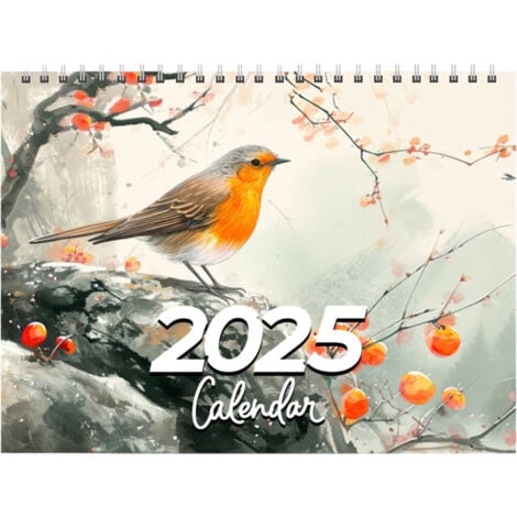 BASETBL Calendrier 2025 Calendrier Birdie Calendrier de style peinture à l'encre de Chine Calendrier mural Design exquis Que chaque jour soit plein d'attentes Calendrier 2025