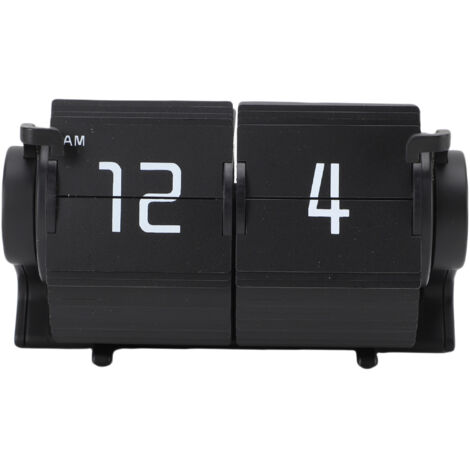 Calendrier à bascule automatique, horloge, Mini rétro mécanique, alarme de bureau numérique pour salon, bureau, bureau, Format 12 heures, noir