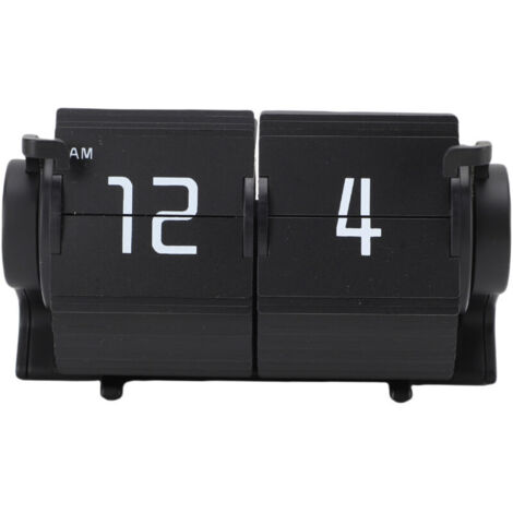 Calendrier à bascule automatique, horloge, Mini rétro mécanique, alarme de bureau numérique pour salon, bureau, bureau, Format 12 heures, noir-Crezuo