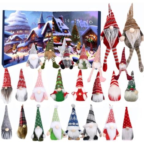 ERSANDY Calendrier De Avent Gnome De Noël 2024, Calendrier De L'Avent Gnome Doll 2024 Calendrier De Compte À Rebours De Noël 24 Jours Calendrier De Avent De Poupée Gnome Gnome En Peluche