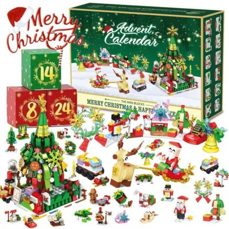 Calendrier de compte à rebours de Noël en bois, calendrier de Noël 24 jours pour enfants, boîte aveugle pour calendrier de compte à rebours pour sapin de Noël, cubes en bois décoratifs