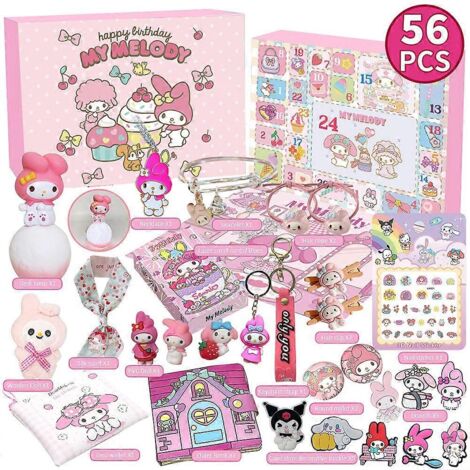 Calendrier de l'Avent 2024 avec Kuromi, My Melody et Cinnamoroll de Sanrio - Accessoires de jeu pour filles - Cadeau - AquaForge