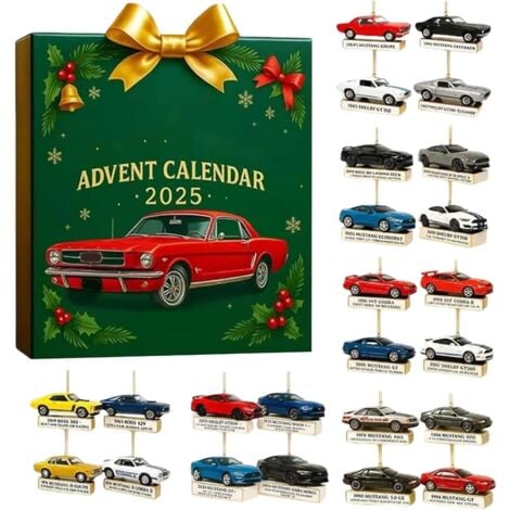 KZQ Calendrier de l'Avent 2025, Voiture et Moto 2025 pour Arbres, Fenêtres, Murs, Portes et Rétroviseurs