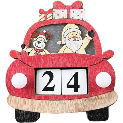 Calendrier de l'Avent Calendrier de l'Avent en bois avec lumière LED Calendrier de compte à rebours de Noël Ornements Cadeau