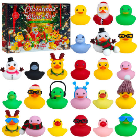 Calendrier de l'Avent Canards de Bain 2025 - 24 Jouets Caoutchouc - Cadeau Enfant 3 Ans et Plus