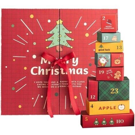 Calendrier de l'Avent, compte à rebours de Noël, 24 jours de surprises, cadeaux de Noël, boîte vide pour Noël et anniversaire