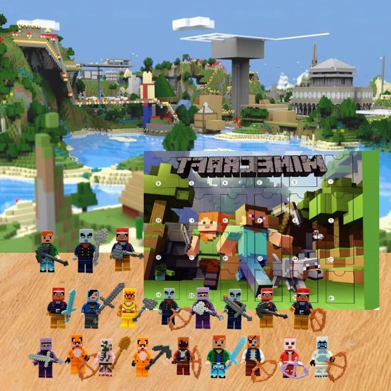 Calendrier de l'Avent de Noël 2024 : Boîte aveugle Minecraft Calendrier de l'Avent de Noël idéal 24 jours - Cadeau surprise pour filles, garçons et