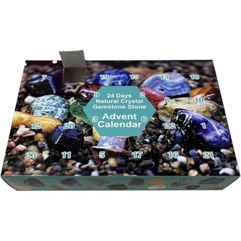 Calendrier de l'Avent de Noël, boîtes mystères en cristal naturel 24 cases, boîte calendrier de Noël avec pierres précieuses, nouveauté interactive, cadeau surprise pour enfants, compte à rebours