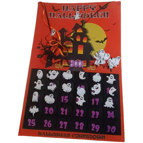 Calendrier de l'avent d'Halloween, calendrier mural détachable avec compte à rebours, calendrier de Noël en feutre, décorations suspendues d'Halloween