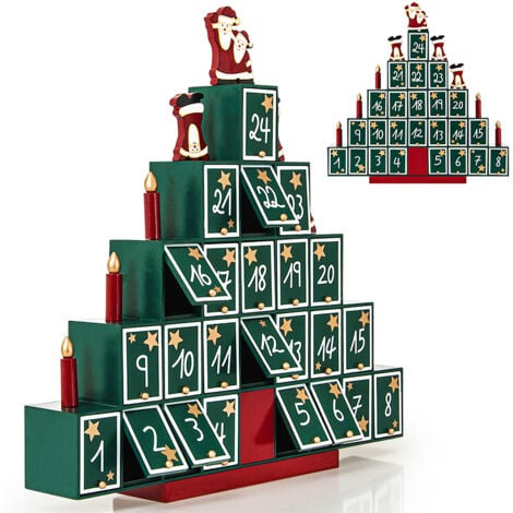 Calendrier de l'Avent en bois à remplir Décoration Noel Calendrier de noël Calendrier de noël en bois Noël réutilisable Calendrier de l'avent Pyramide