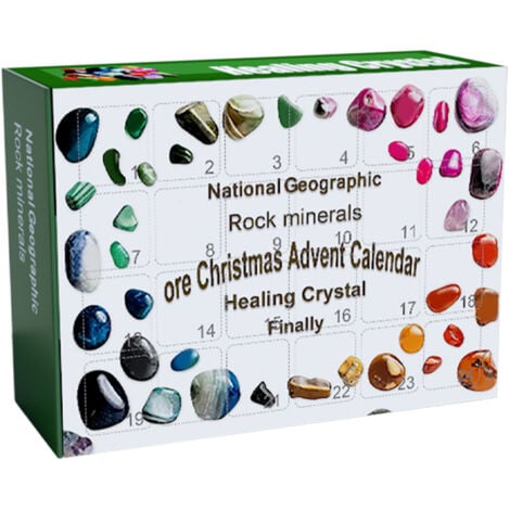 LIFCAUSAL Calendrier de l'Avent en cristal, calendrier de compte à rebours de Noël de 24 jours, coffret cadeau de collection de roches minérales, calendrier de cristaux de Noël, cristaux pour enfants