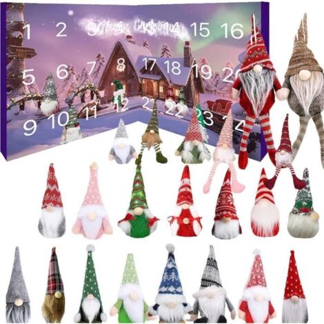 Calendrier de l\'Avent - Gnome de Noël - 2024 - 24 Figurines - Velours - Mixte