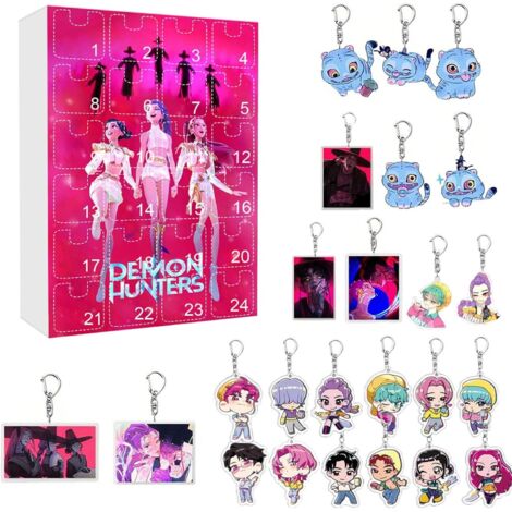 Calendrier De L'Avent 2025 DDemon HHunters - 24 Porte-clés Acrylique Avec Personnages - Cadeau Pour Fans D'anime, Noël