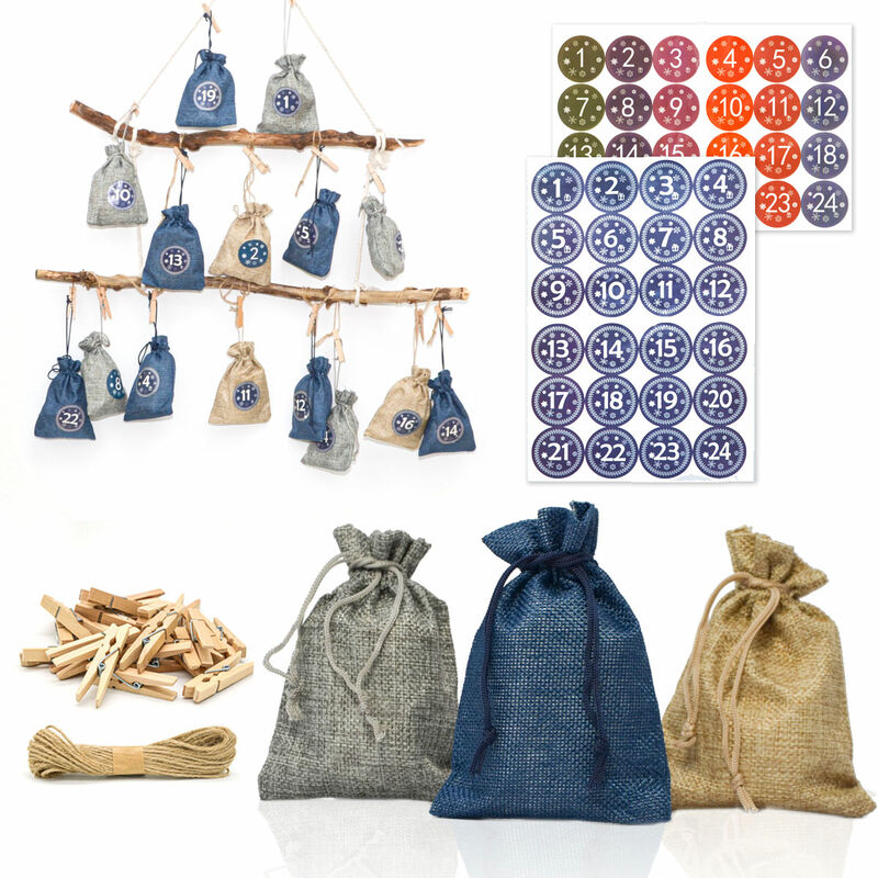 Calendrier de l'Avent à Remplir Soi-même - 24 Pochettes Cadeaux - diy Kit Noël - blau