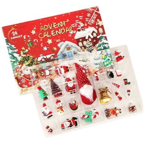Calendrier de l'Avent surprise de 24 jours avec mini-jouets, porte-clés gnome et Père Noël pour poupées, cadeaux de Noël