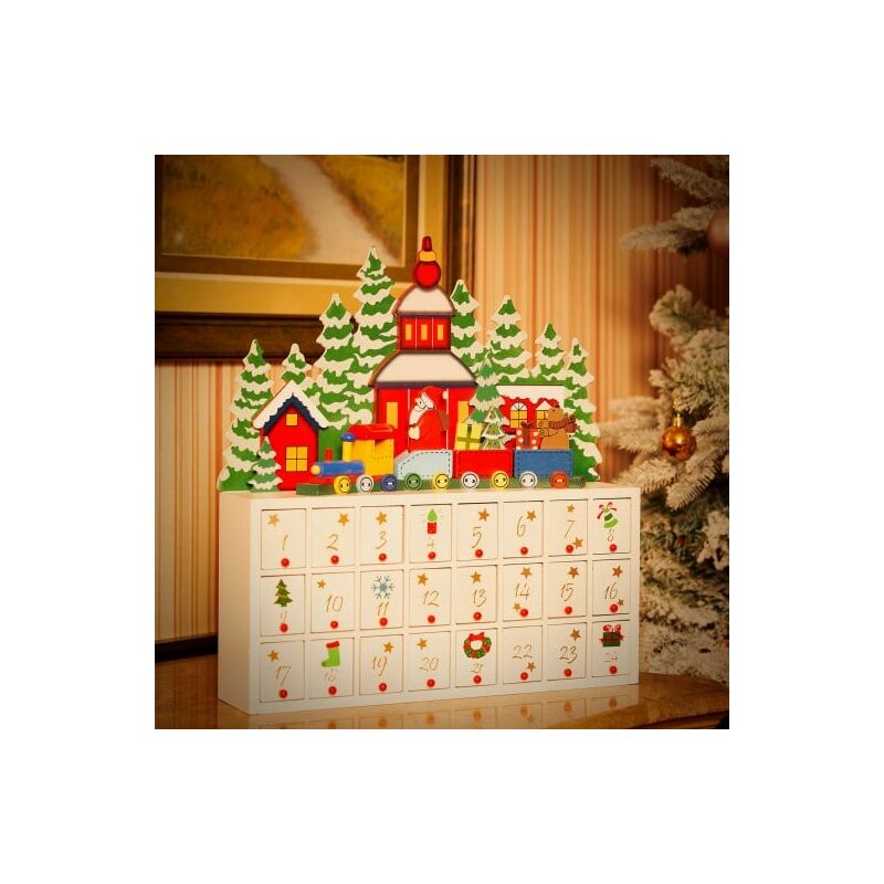 Calendrier de l'avent Train de Noël à remplir avec cadeaux ou friandises - Multicolores