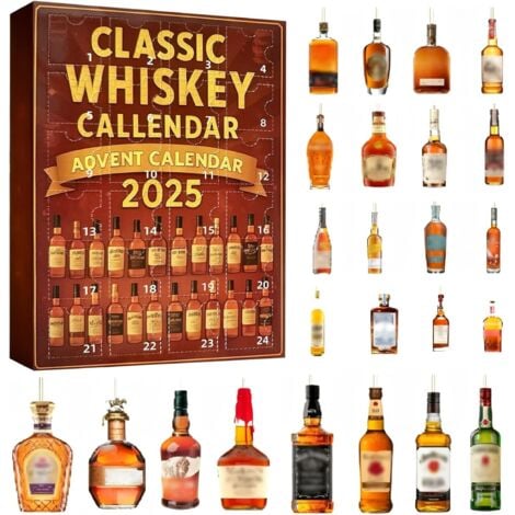 GOTRAYS Calendrier de L'avent Whisky 2025,Calendrier de l'Avent 3D 2025 Whisky 24 Jours,Compte à Rebours de 24 Jours Sans Répétition,pour Homme,Papa,Femme,Amateur de Vin（A)