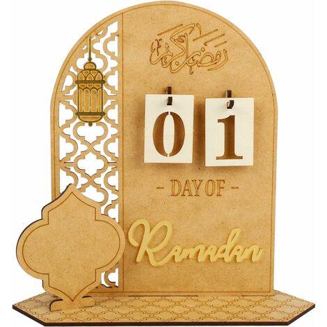 Calendrier de compte à rebours du Ramadan en bois, décoration pour la  maison, Ramadan Kareem, calendrier