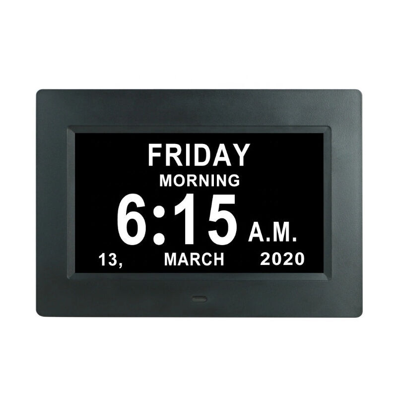 Calendrier d'horloge numérique LCD de 7 pouces avec date et heure, horloge non abrégée, gradation automatique, rappel d'affichage HD en 8 langues