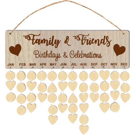 Calendrier en bois liste maison anniversaire conseil Plaque bricolage suspendu en bois anniversaire rappel calendrier bricolage créatif décorations pour la maison