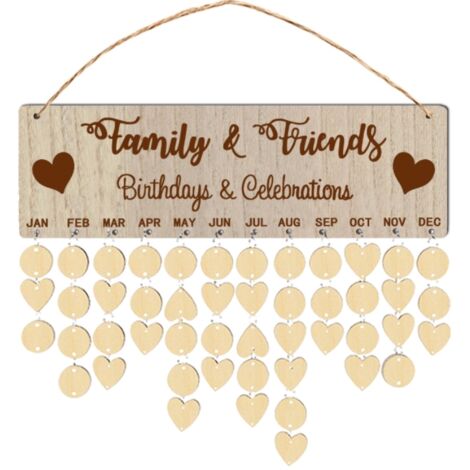 Calendrier en bois liste maison anniversaire conseil Plaque bricolage suspendu en bois anniversaire rappel calendrier bricolage créatif décorations pour la maison
