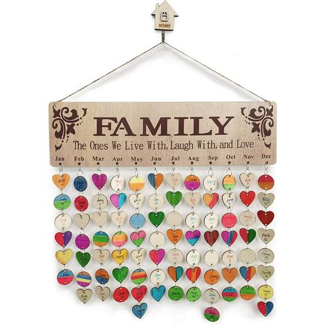 Calendrier en bois Rappel d'anniversaire Plaque de panneau de suspension murale, avec ornements en bois Tranches de bois non finies 100 disques en bois PCS, artisanat en bois bricolage pour les amis