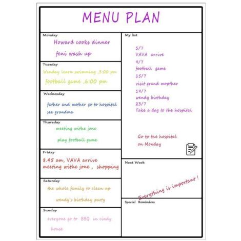 Calendrier Magnétique pour Frigo - Pratique pour Planifier Les Repas Familiaux, Listes De Courses Ou Une Aide A L’étude - Tableau Ai