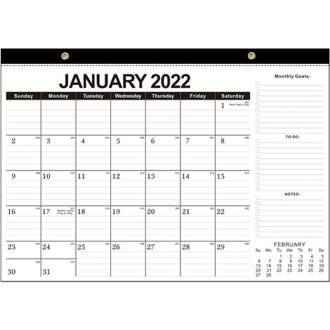Calendrier mural 2022-2023 Planificateur de calendrier mensuel de janvier 2022 à juin 2023 17 x 12 pouces Reliure à double fil avec dates juliennes pour la planification de l'organisation de votre bur