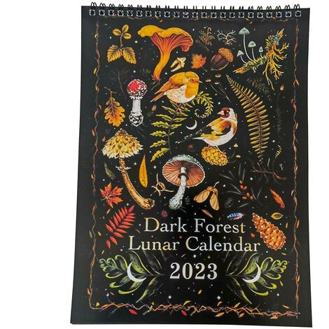 Calendrier mural 2023 calendrier lunaire de la forêt sombre calendrier mural coloré mensuel pour le bureau à domicile