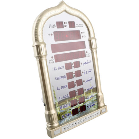 Calendrier mural Mosquée Horloge numérique islamique Cadeau musulman Alarme Azan Prière