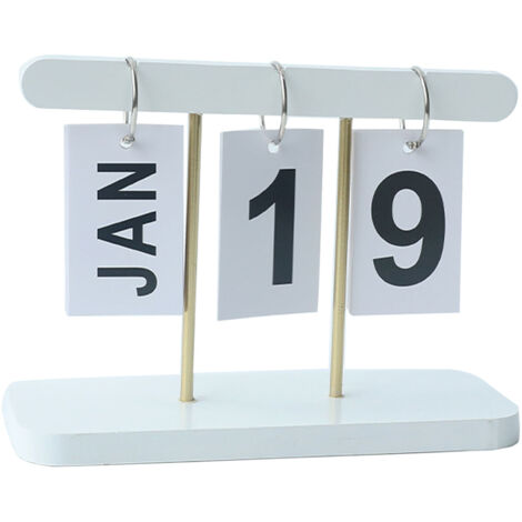 Calendrier perpétuel à feuilles en bois pour bureau, design élégant - idéal pour maison, bibliothèque ou bureau, couleur blanc