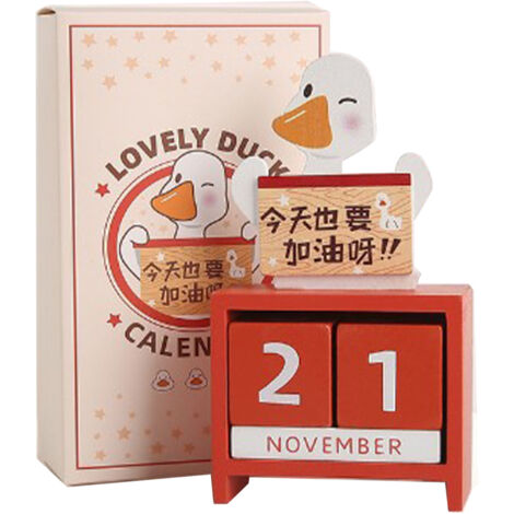 Calendrier perpétuel en bois - Compte à rebours mensuel avec cubes date - Décoration de bureau mignonne - Modèle 4