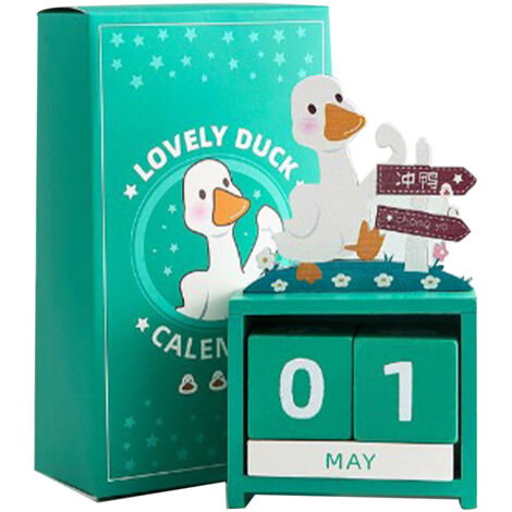 Calendrier Perpétuel en Bois Cubes Date Mois Compteur à Rebours Déco Bureau Mignon Modèle 3