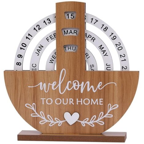 Calendrier perpétuel en bois naturel, décoration de bureau avec cubes rotatifs, changement manuel des dates, ornement pour maison et bureau, sans remplacement nécessaire.