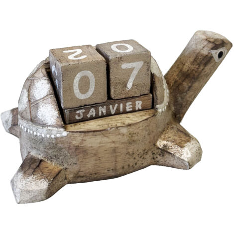 Calendrier perpétuel en bois Tortue naturelle