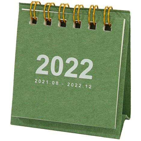 Calendriers de bureau Pages mensuelles innovantes Couleur unie 2022 Calendrier de table debout pour l'école (2 pièces, vert)