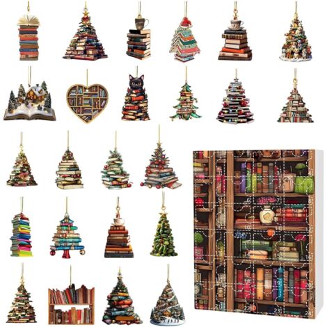 Calendrier De L'Avent Oiseau Tricoté Avec 24 Pendentifs Acrylique Pour Noël