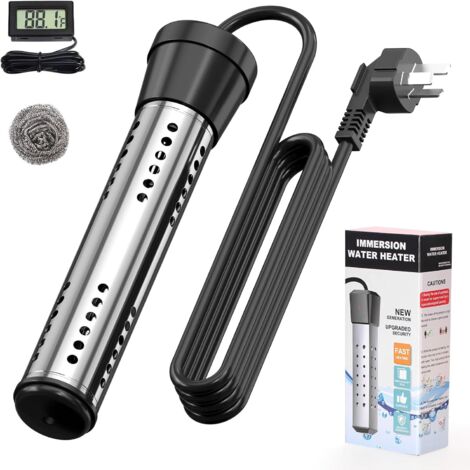 Calentador de agua de 2000 W, calentador de agua portátil y control de interruptor de calentador de agua caliente, protección contra quemaduras en seco para baldes, fregaderos, bañeras, piscinas infla