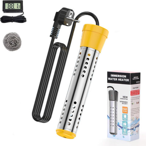 Calentador de agua de 2000 W, calentador de agua portátil y control de interruptor de calentador de agua, protección contra quemaduras en seco para baldes, lavabos, bañeras, piscinas inflables y pisci
