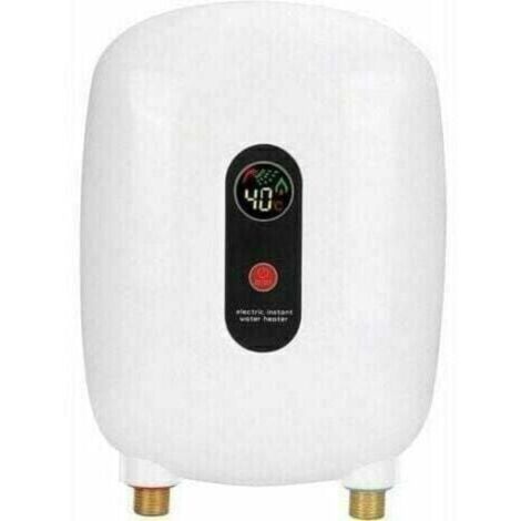 Calentador de agua eléctrico instantáneo de 3,5 kW y 220 V, minicalentador de agua instantáneo con pantalla LED, protección contra sobrecalentamiento, IPX4, para baño, ducha y lavabo, blanco (enchufe 
