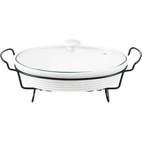 Calentador de alimentos blanco ovalado Maestro 30 cm, 1,6 l