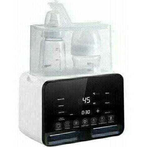 Calentador de biberones 7 en 1 para leche materna, temperatura constante, esterilizador, descongelador rápido, luz nocturna, pantalla LCD grande (negro)