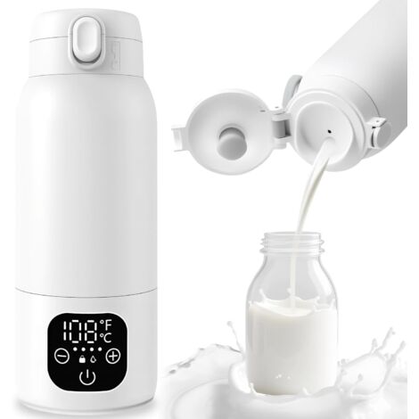 Calentador de biberones portátil para viajes, calentador de leche inalámbrico de 17 oz para leche materna y fórmula, calentamiento rápido con batería de 11000 mAh, modos duales