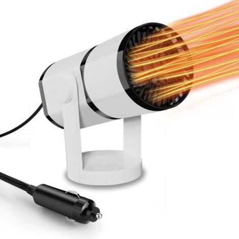 MUMU Calentador de coche 12V 150W, calentador de coche, calentador de coche 2 en 1, ventilador de calefacción de coche con toma de encendedor de cigarrillos, descongelador de coche giratorio 360° y ventila