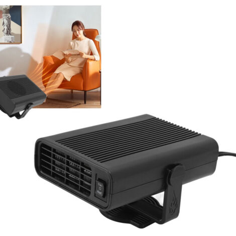 Calentador de coche portátil de 12 V, desempañador y descongelador de parabrisas con enchufe para encendedor de cigarrillos, color negro
